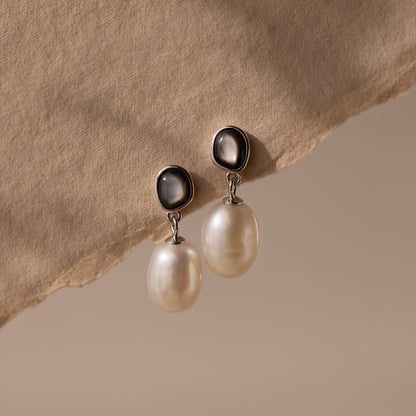 Midnight Pearl Drop Earrings