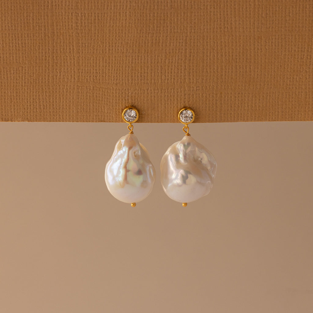 Diamond Baroque Pearl Studs