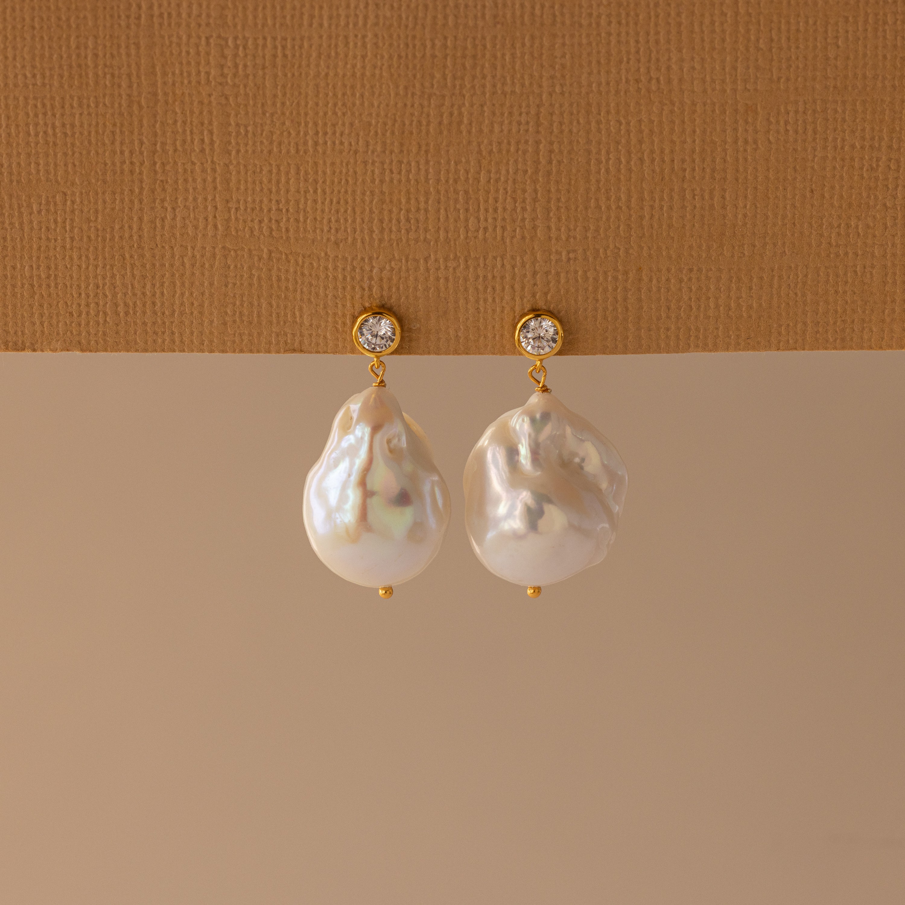 Diamond Baroque Pearl Studs