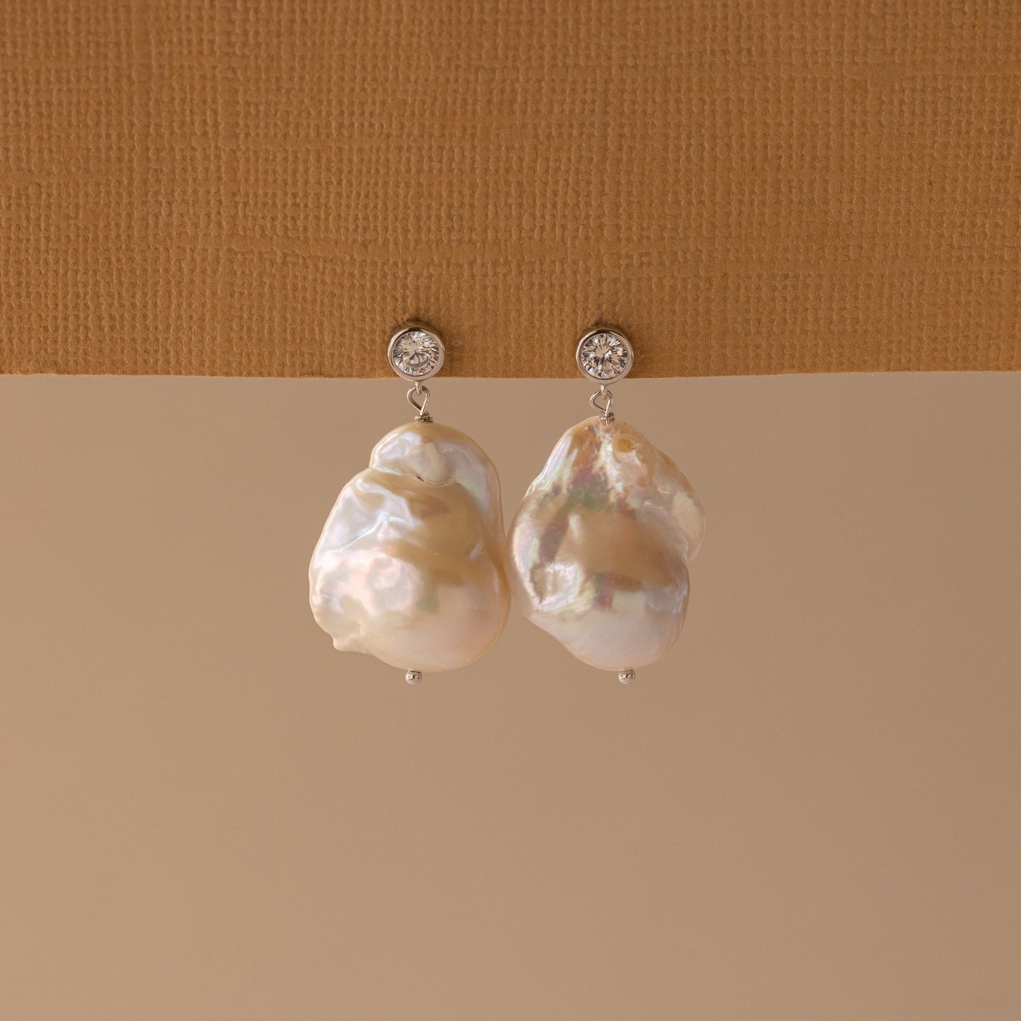 Diamond Baroque Pearl Studs