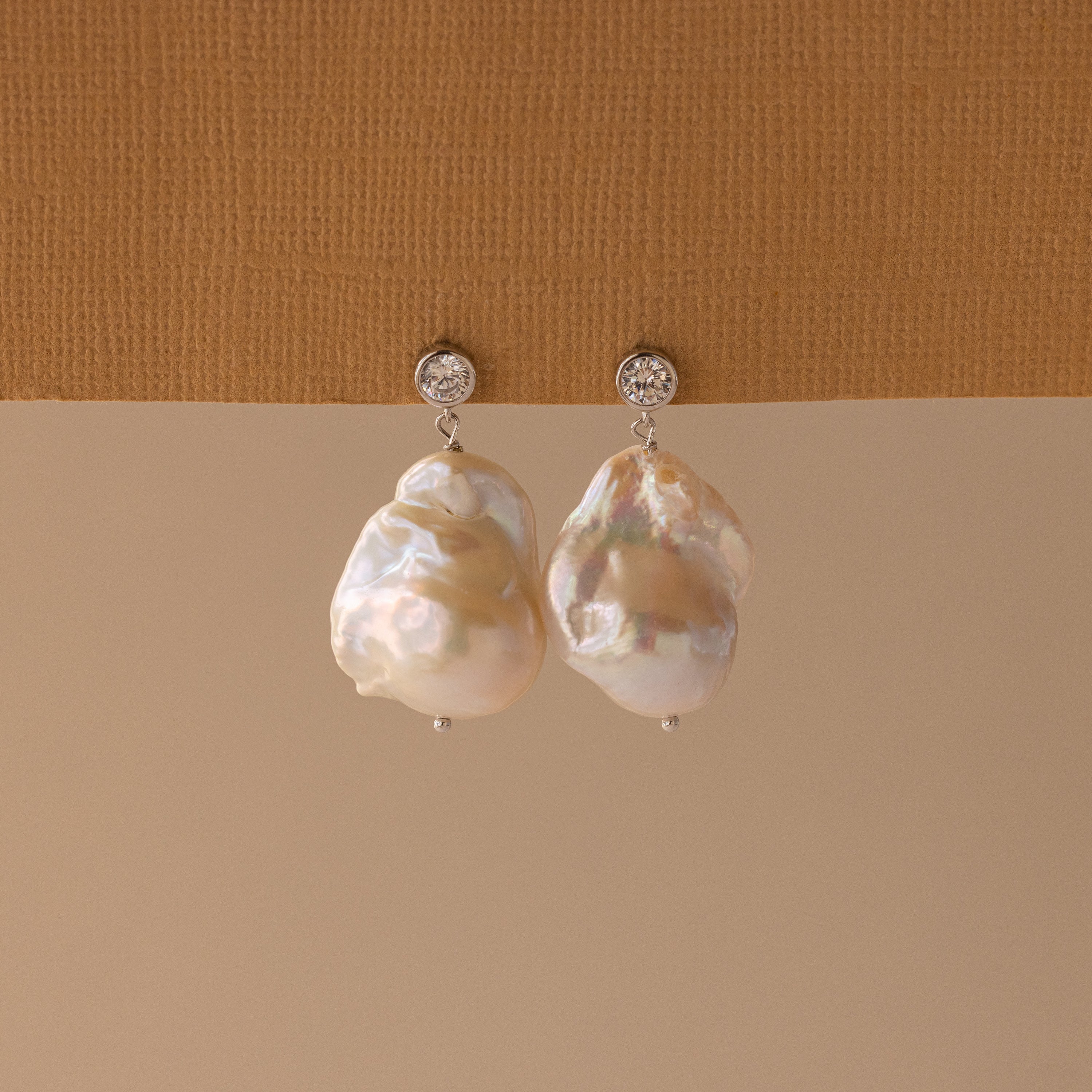 Diamond Baroque Pearl Studs