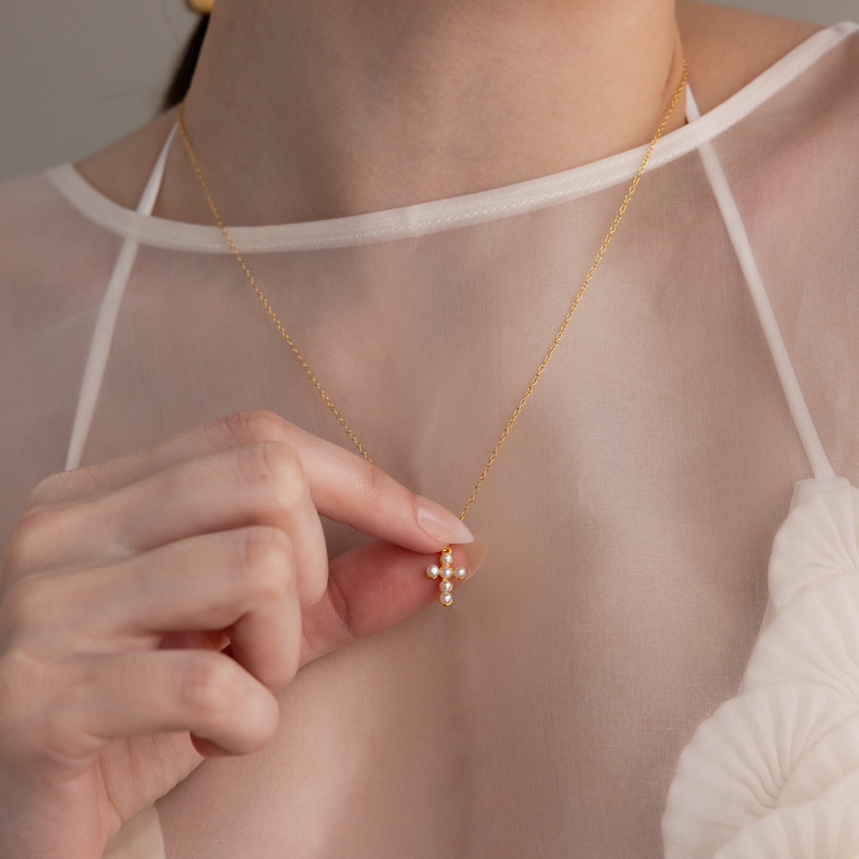 Pearl Cross Necklace