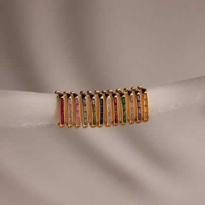 Baguette Birthstone Link Earrings