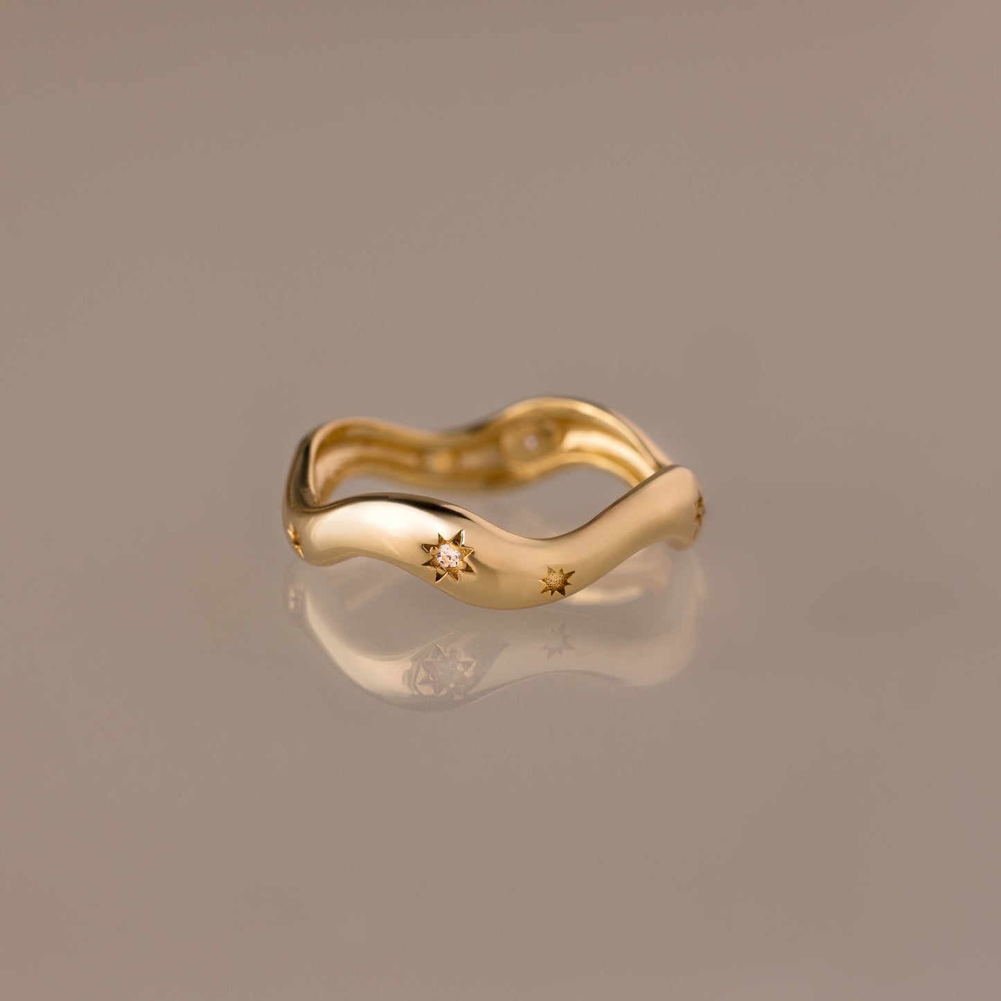 Wavy Diamond Celestial Ring
