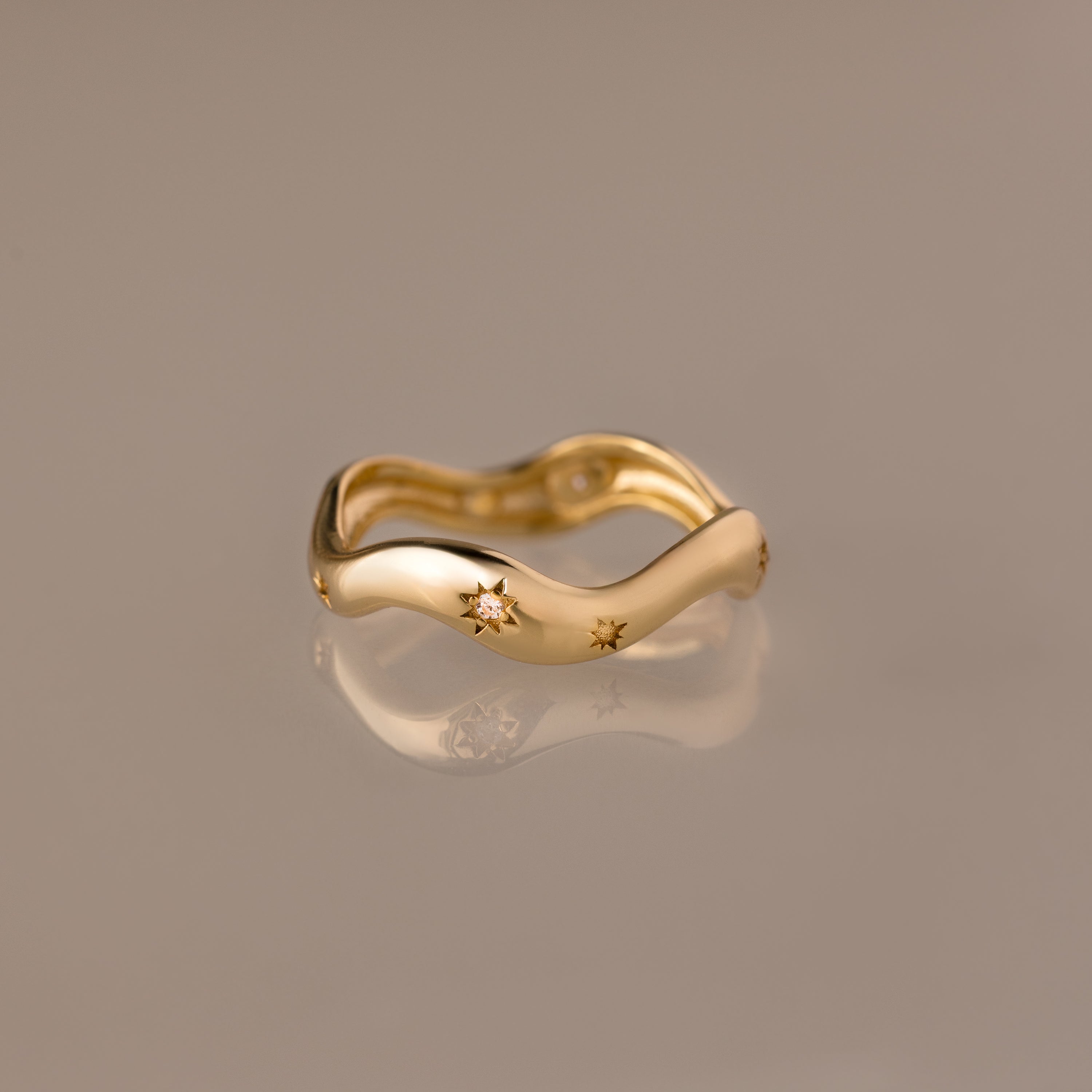 Wavy Diamond Celestial Ring