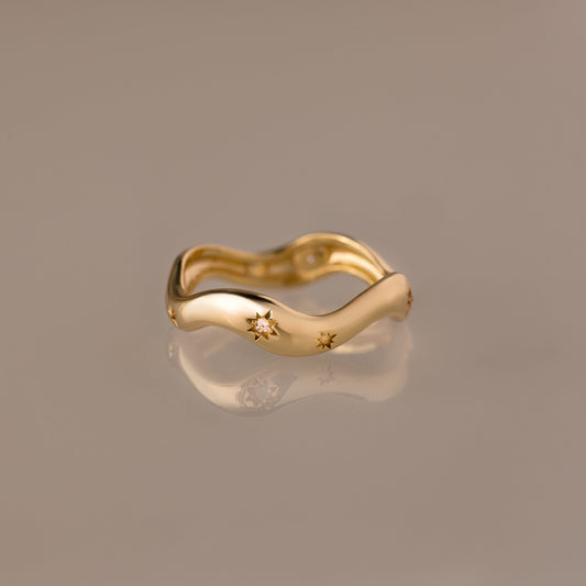 Wavy Diamond Celestial Ring
