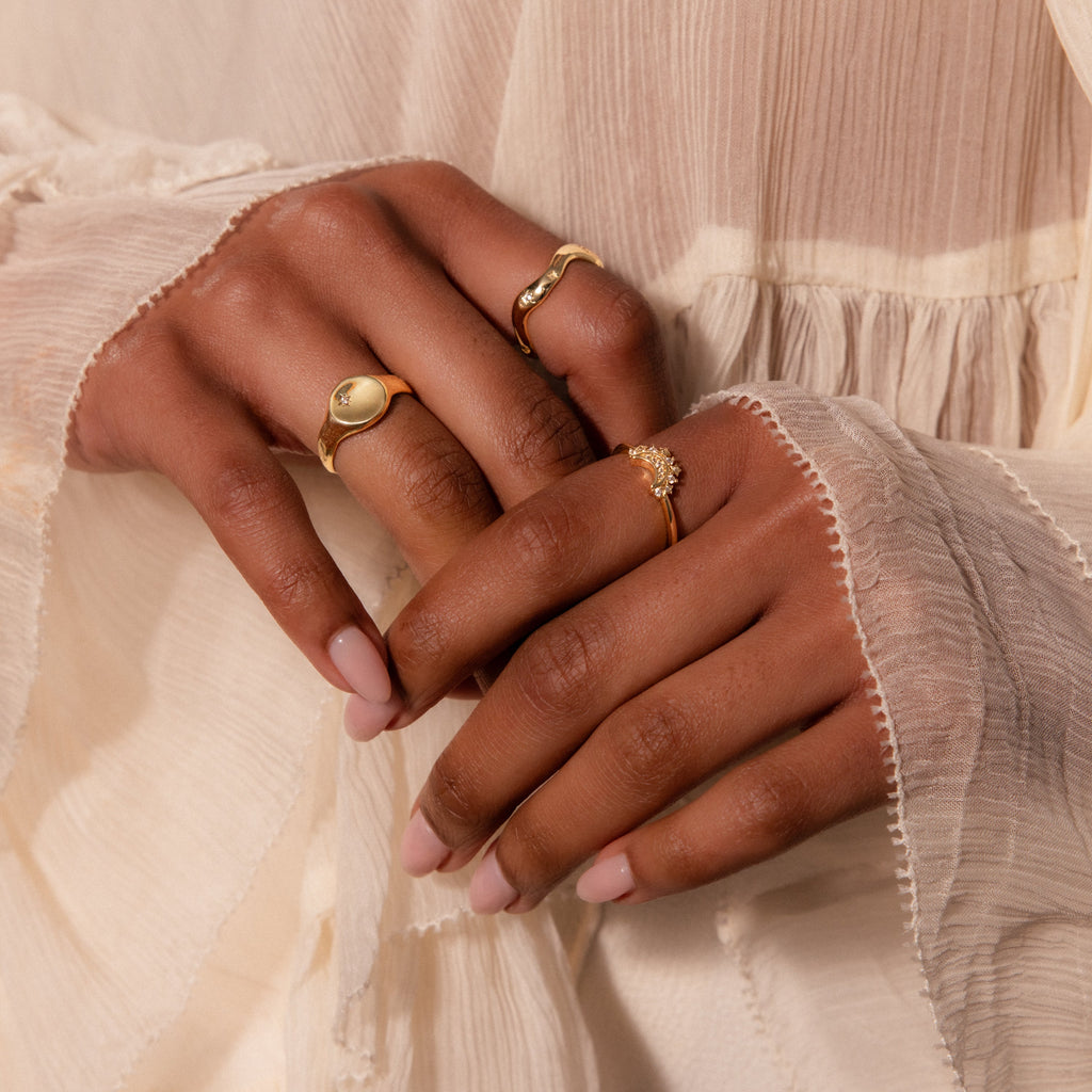 Wavy Diamond Celestial Ring