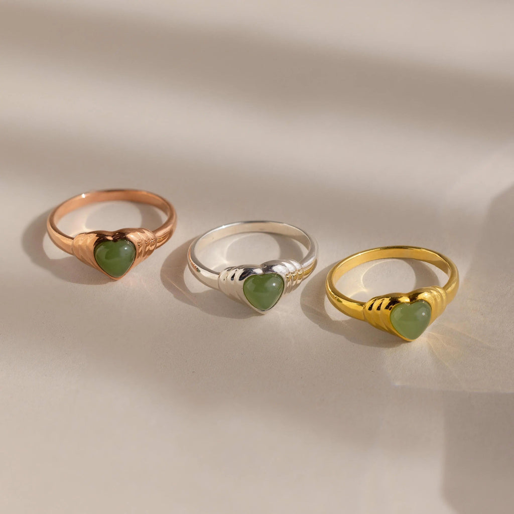 Jade Heart Signet Ring