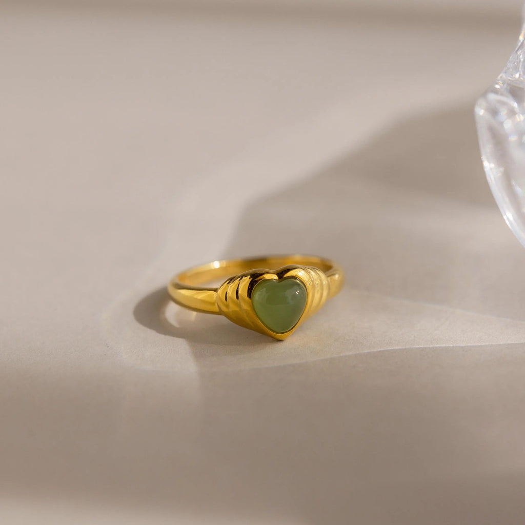 Jade Heart Signet Ring