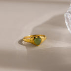 Jade Heart Signet Ring