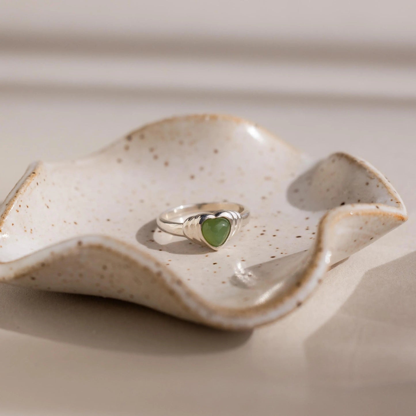 Jade Heart Signet Ring