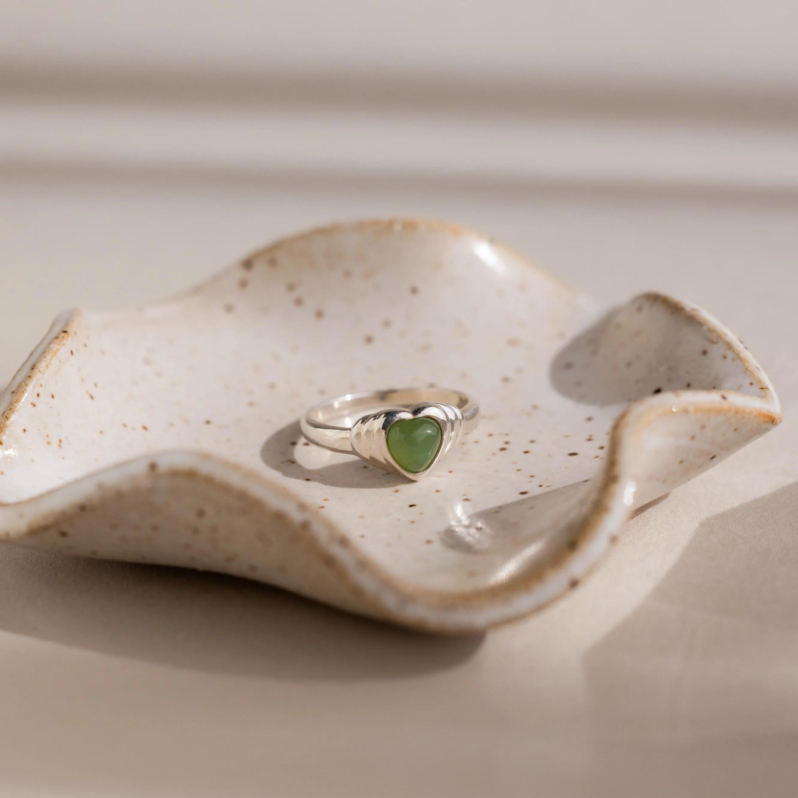 Jade Heart Signet Ring