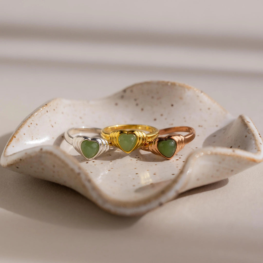 Jade Heart Signet Ring