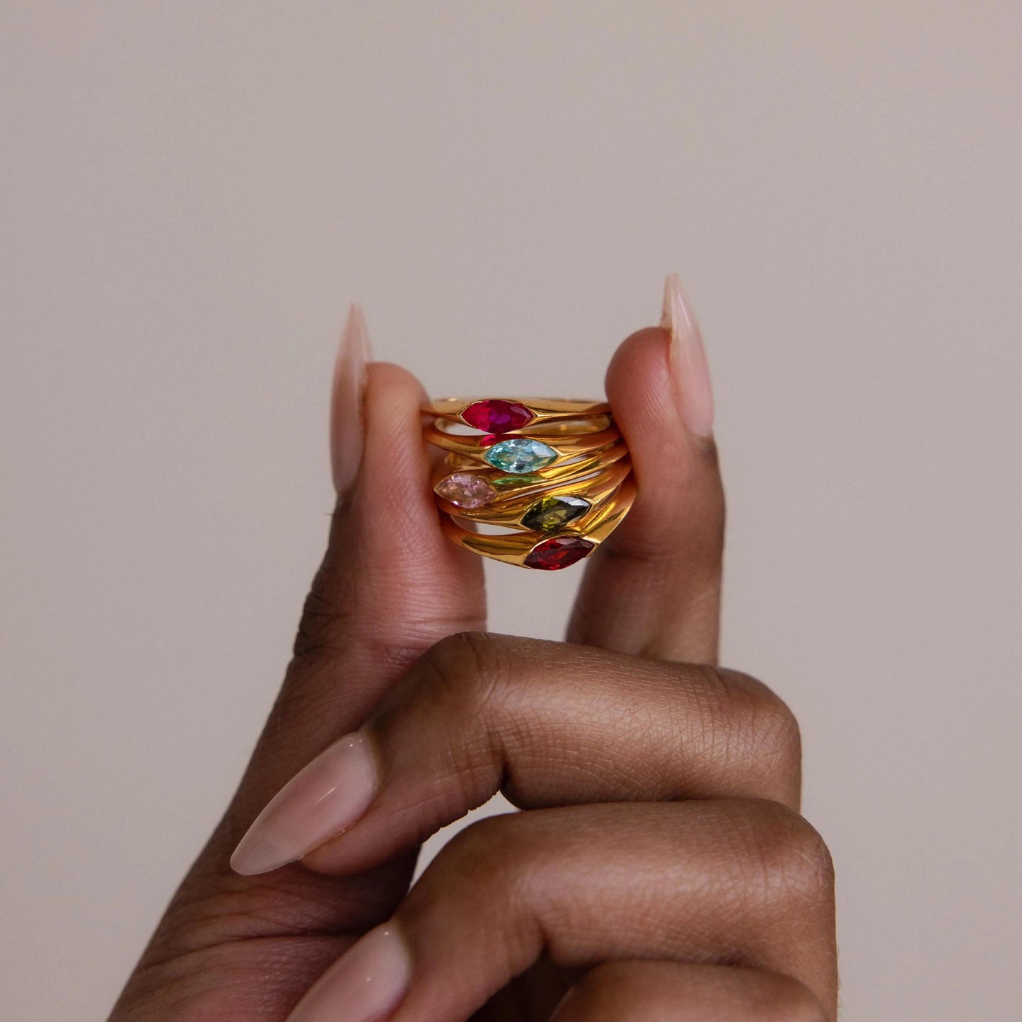 Marquise Birthstone Signet Ring