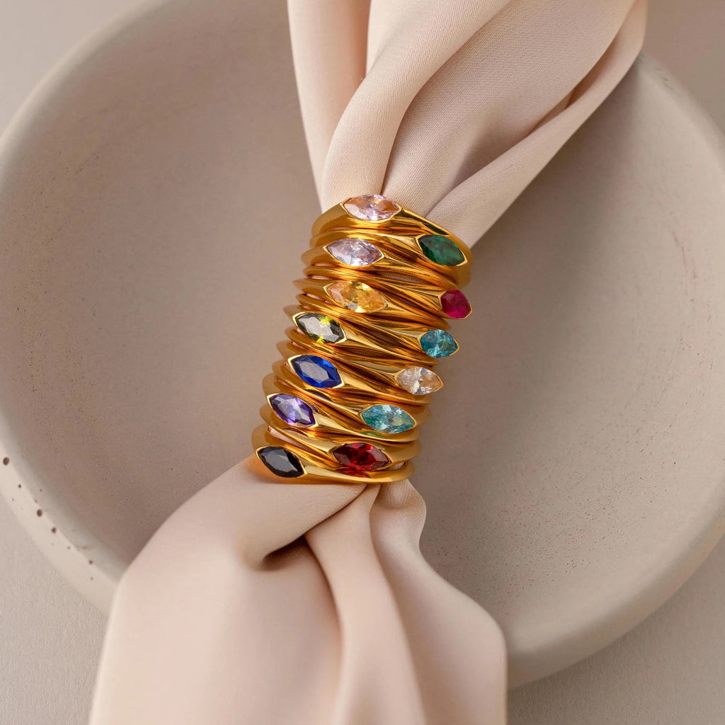 Marquise Birthstone Signet Ring