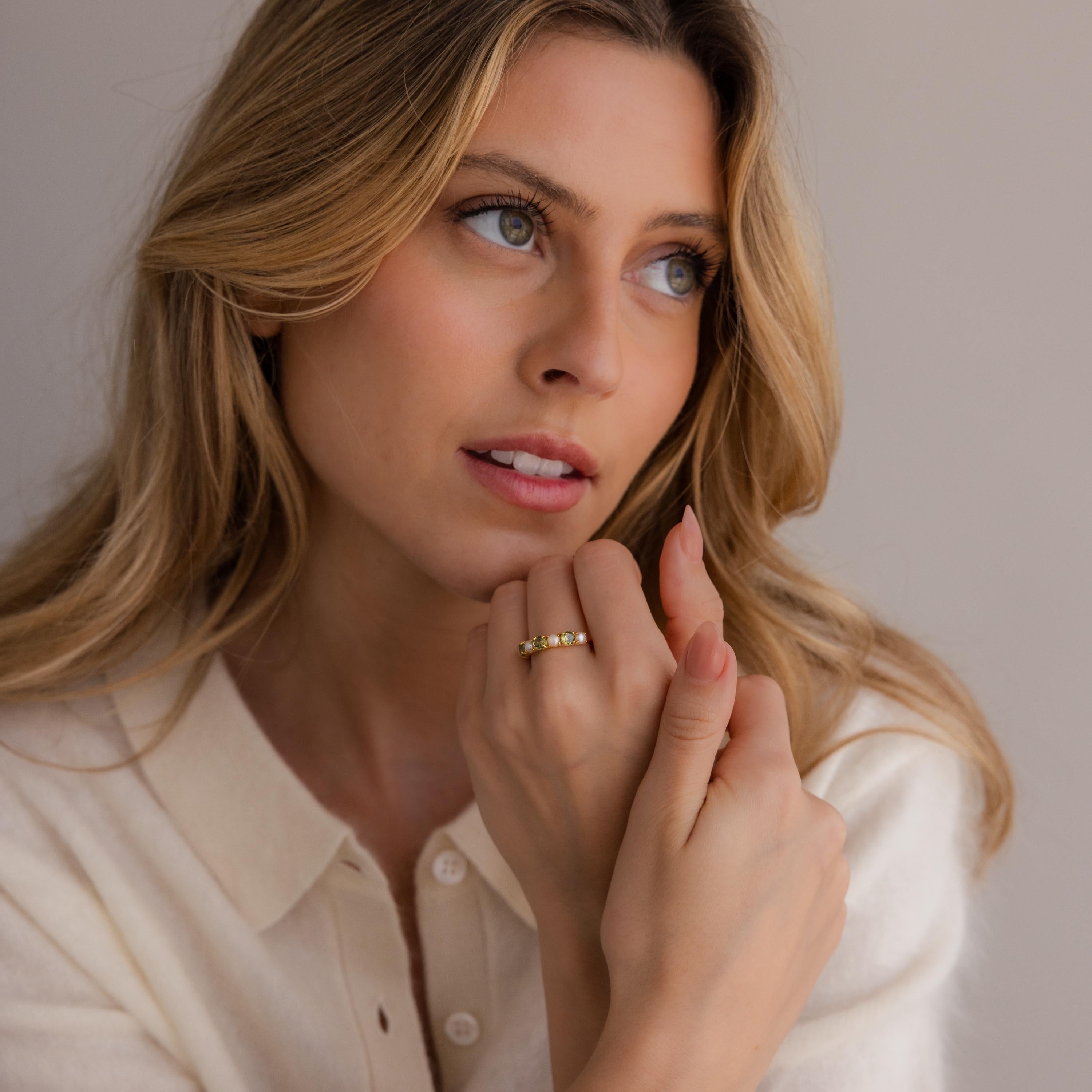 Birthstone & Pearl Lace Ring
