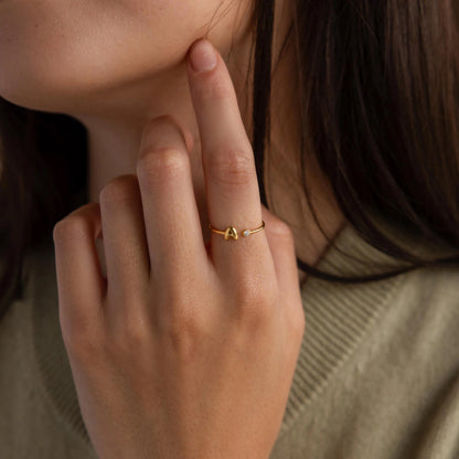 Bubble Initial Birthstone Ring