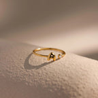 Bubble Initial Birthstone Ring