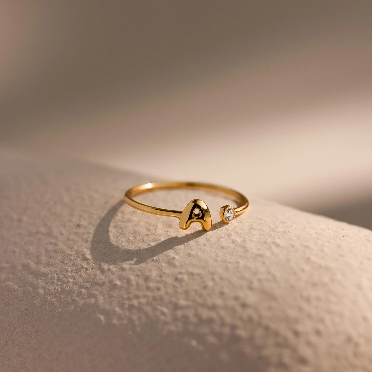 Bubble Initial Birthstone Ring