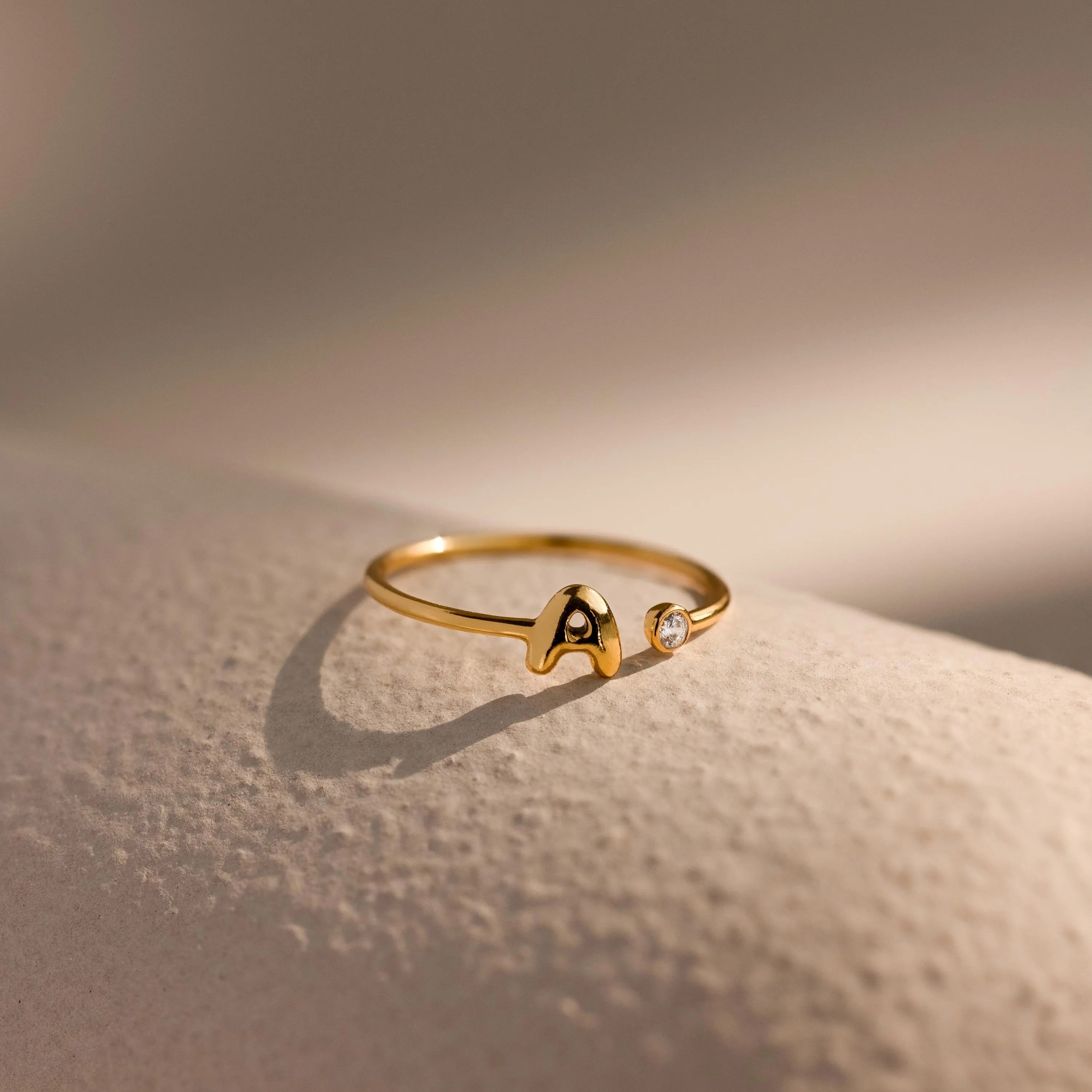 Bubble Initial Birthstone Ring