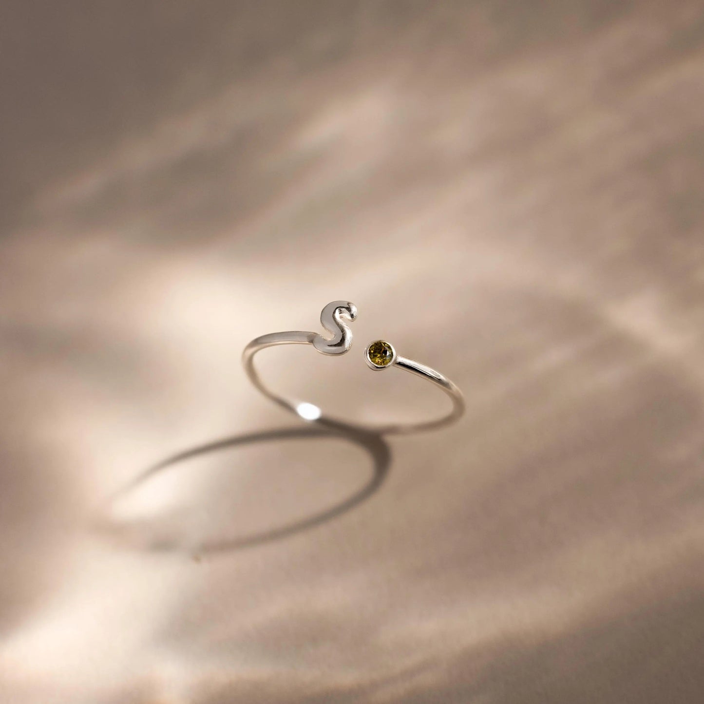 Bubble Initial Birthstone Ring