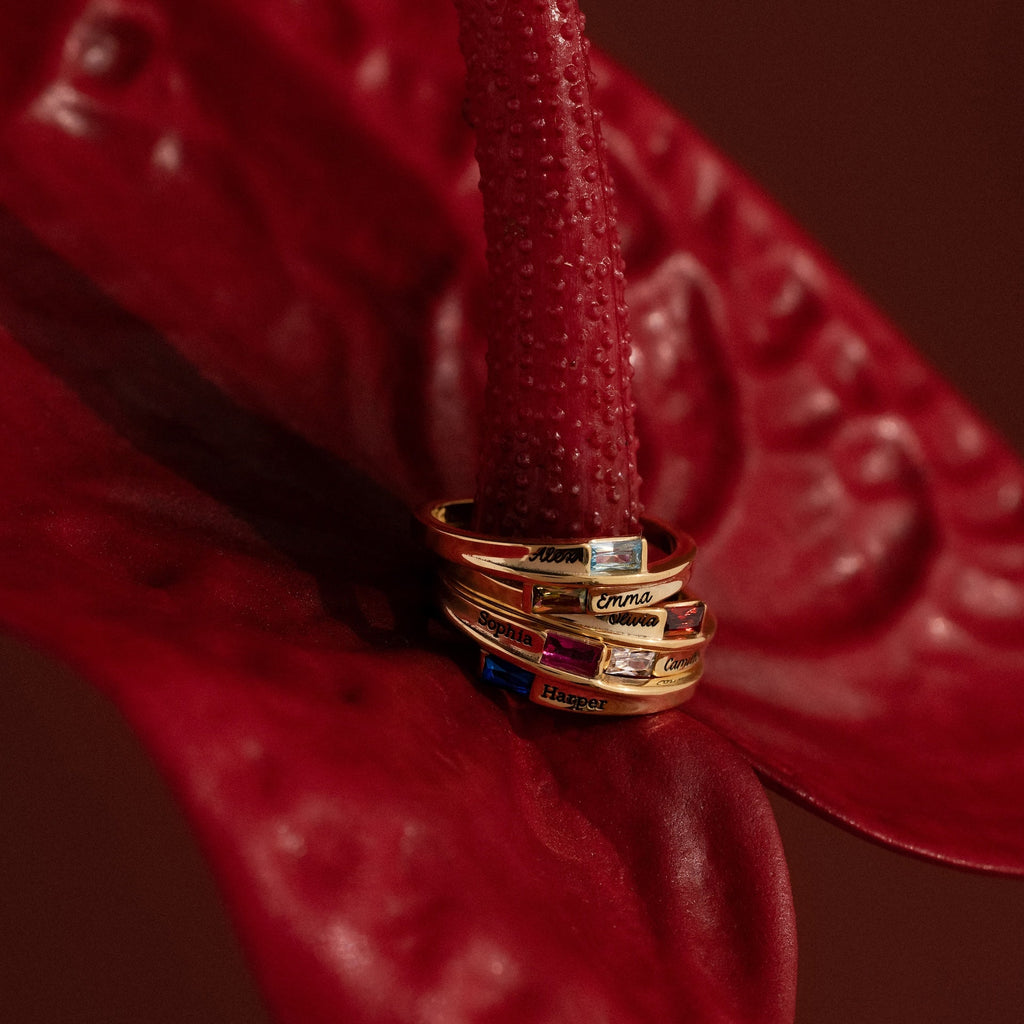 Toi et Moi Baguette Name Ring
