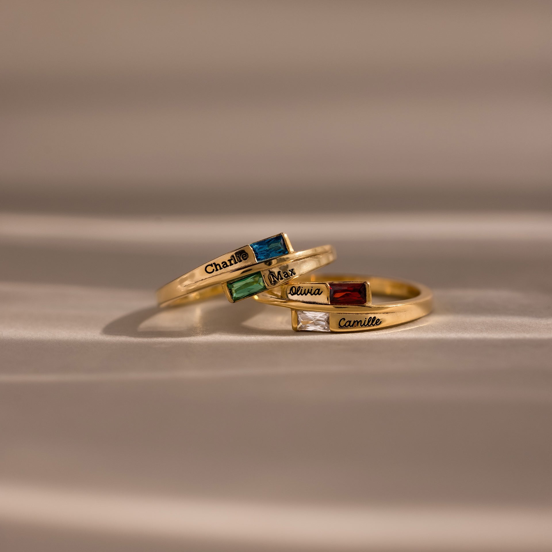 Toi et Moi Baguette Name Ring