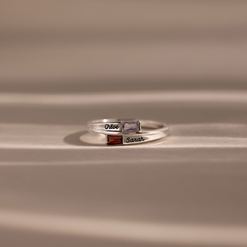 Toi et Moi Baguette Name Ring
