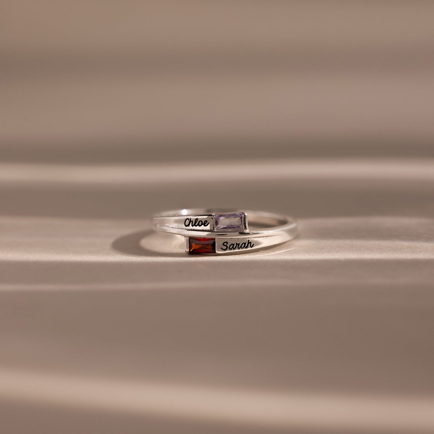 Toi et Moi Baguette Name Ring