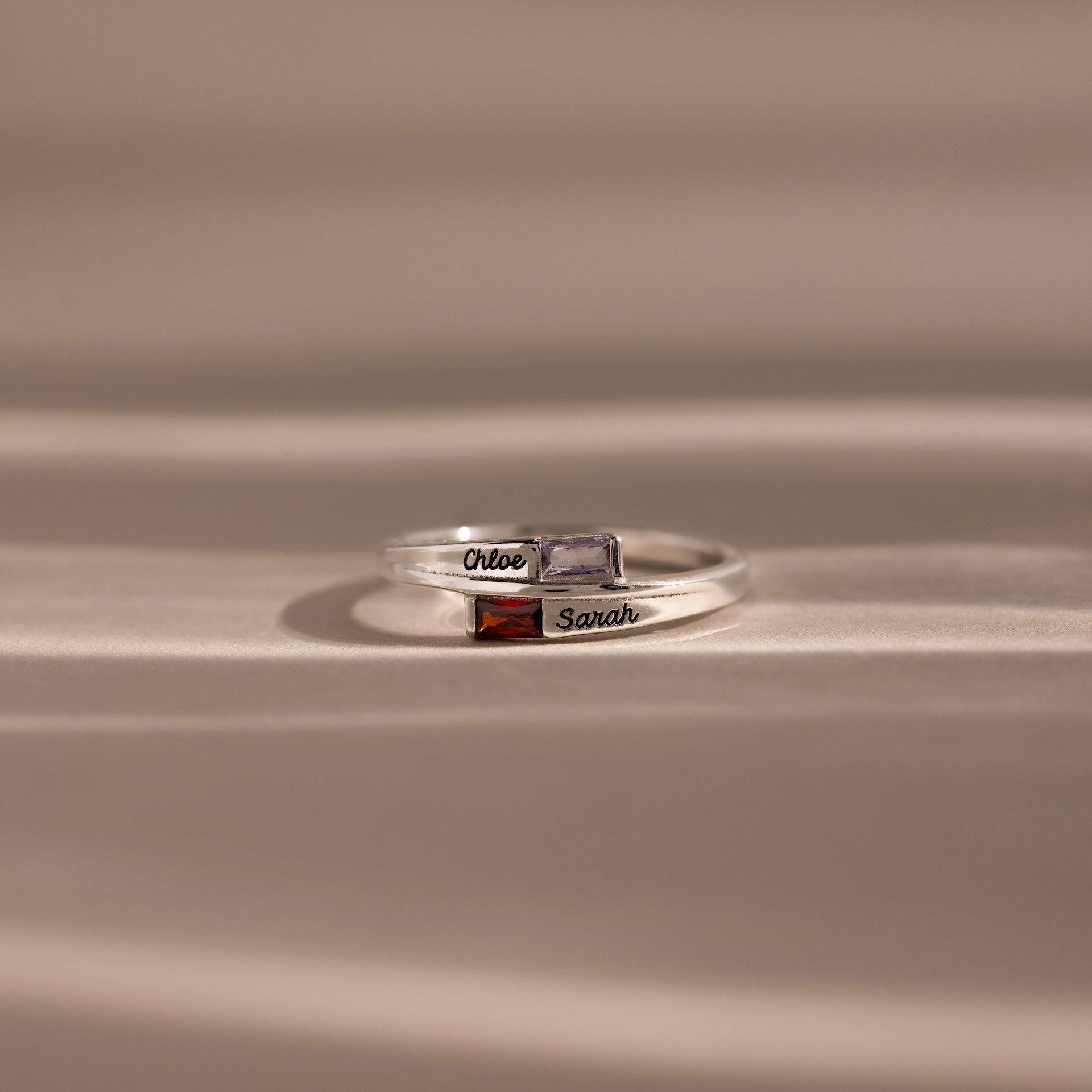 Toi et Moi Baguette Name Ring
