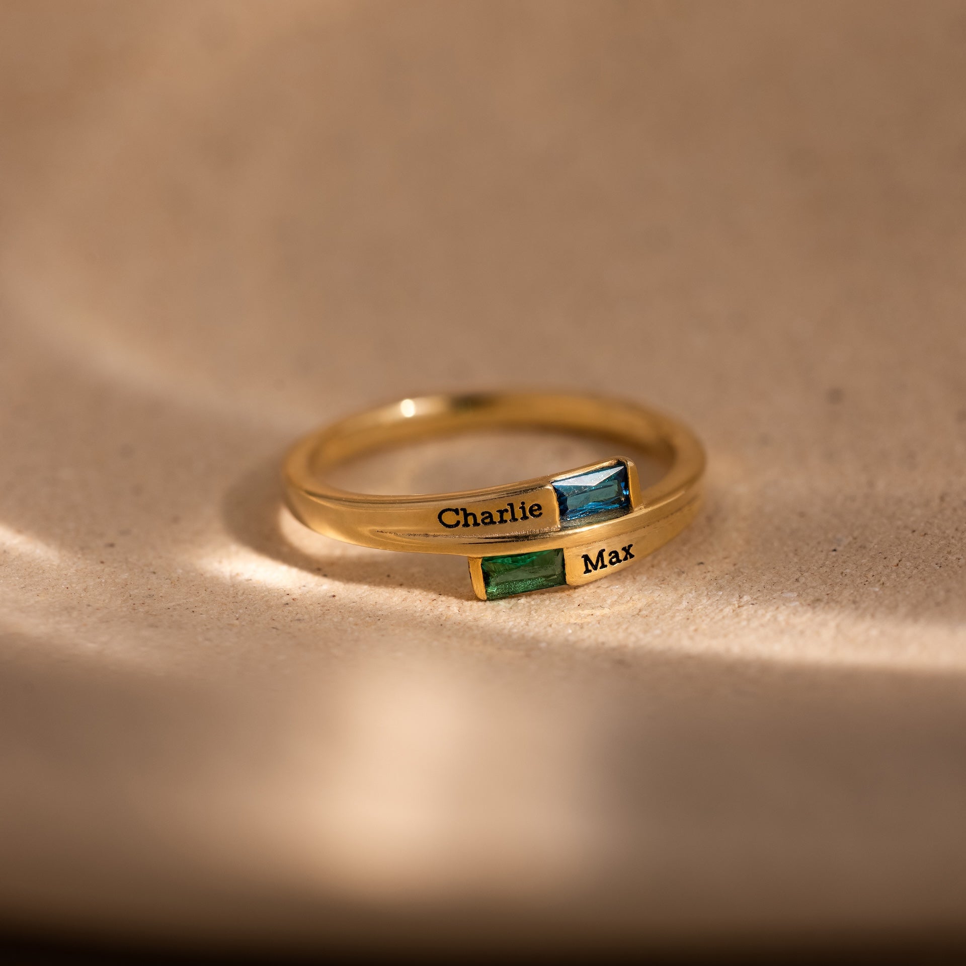 Toi et Moi Baguette Name Ring