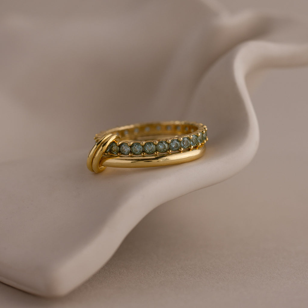 Duo Birthstone Tennis Linked Ring Set