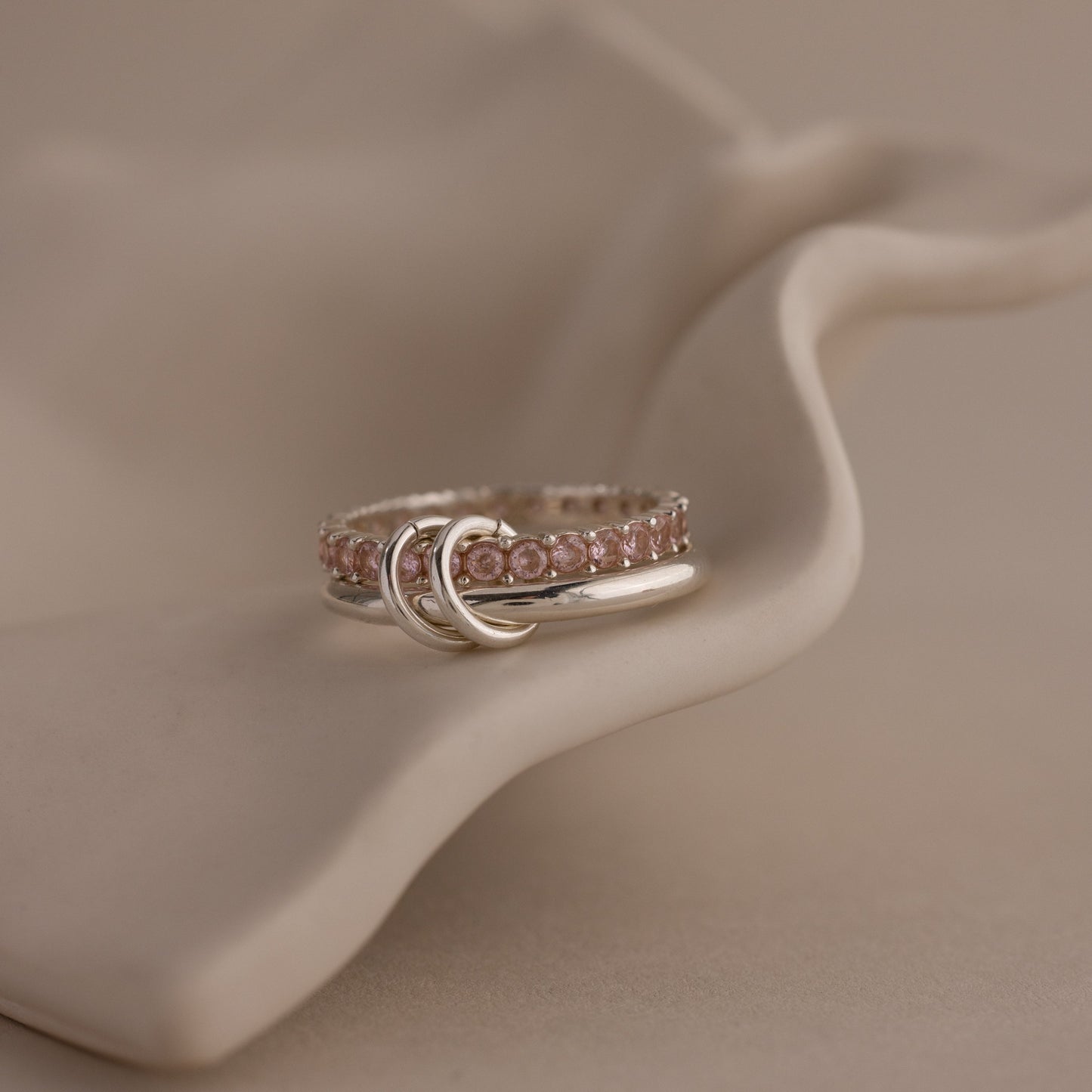 Duo Birthstone Tennis Linked Ring Set