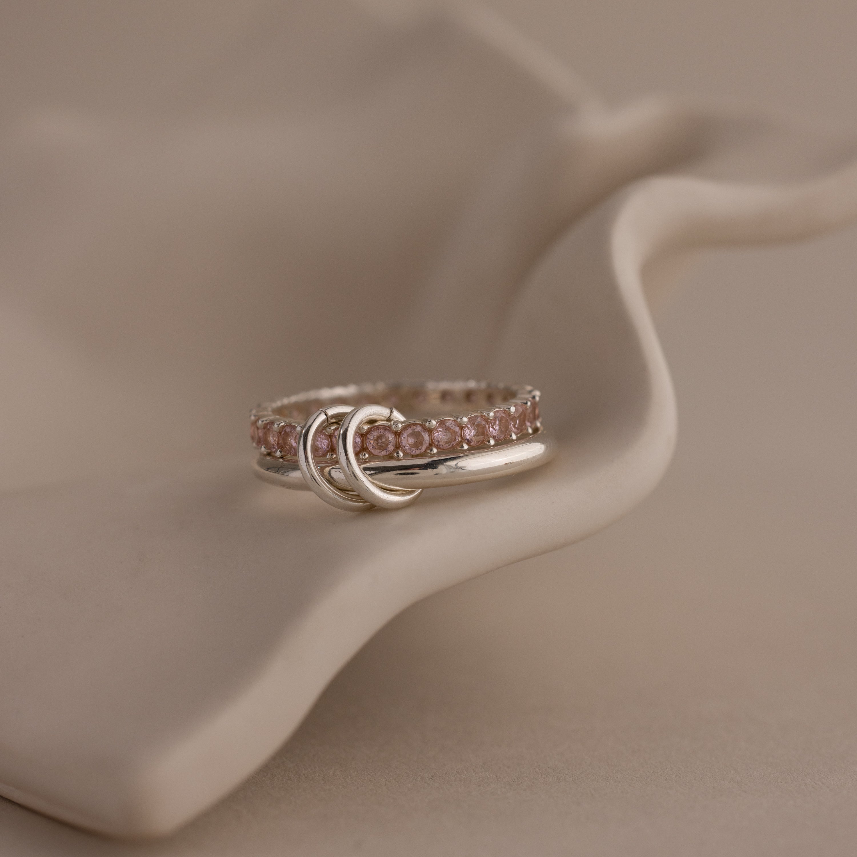Duo Birthstone Tennis Linked Ring Set