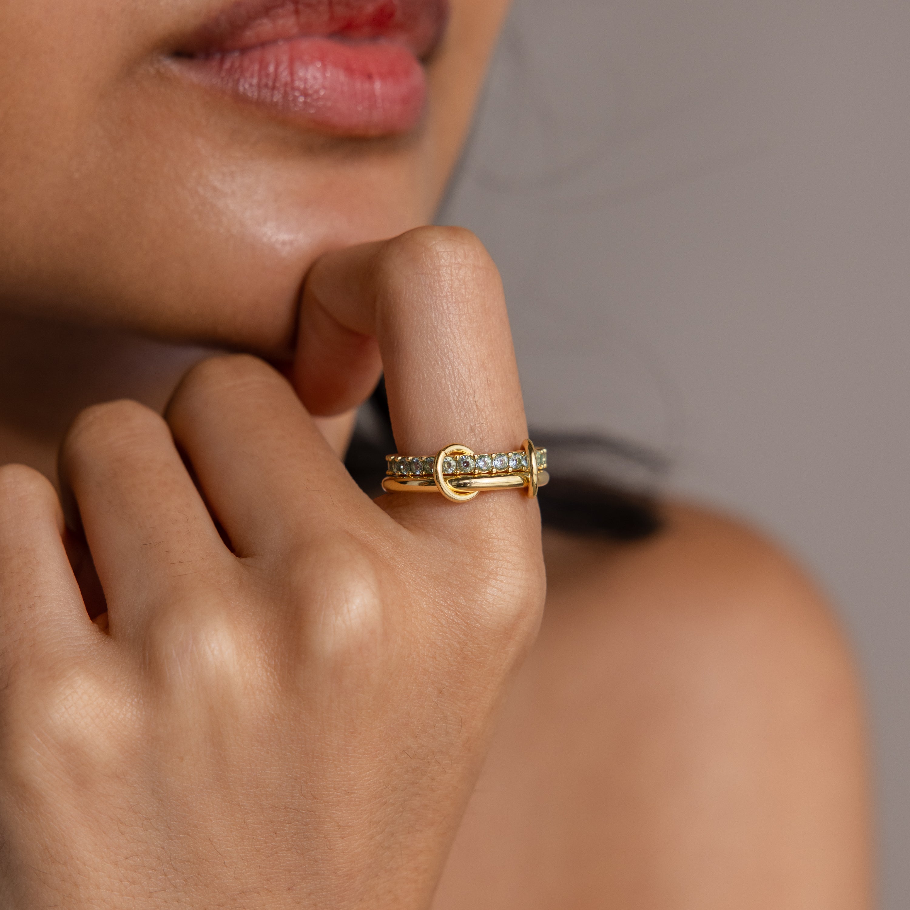 Duo Birthstone Tennis Linked Ring Set