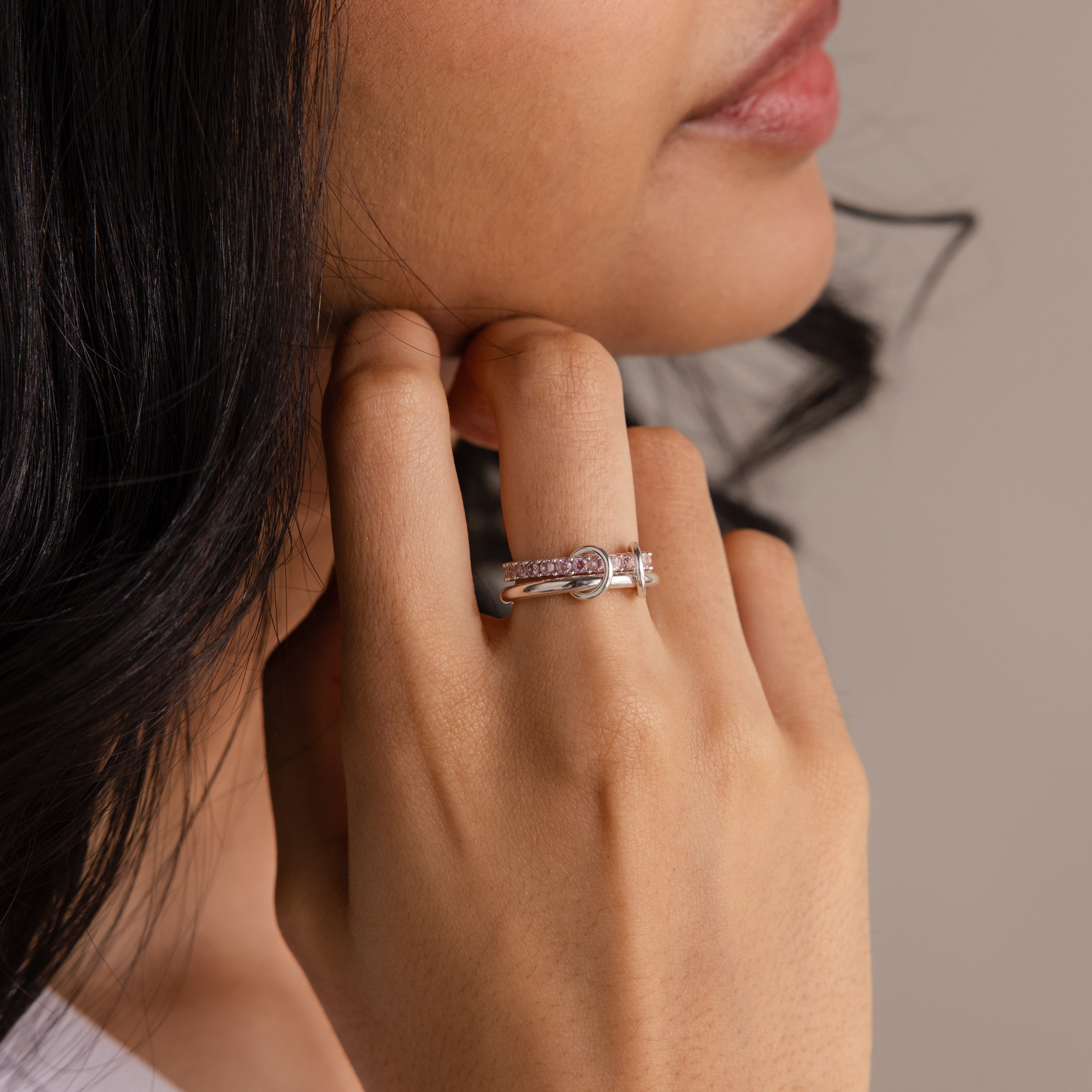 Duo Birthstone Tennis Linked Ring Set