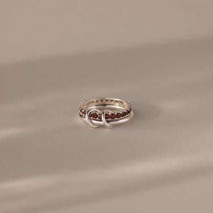 Duo Birthstone Tennis Linked Ring Set