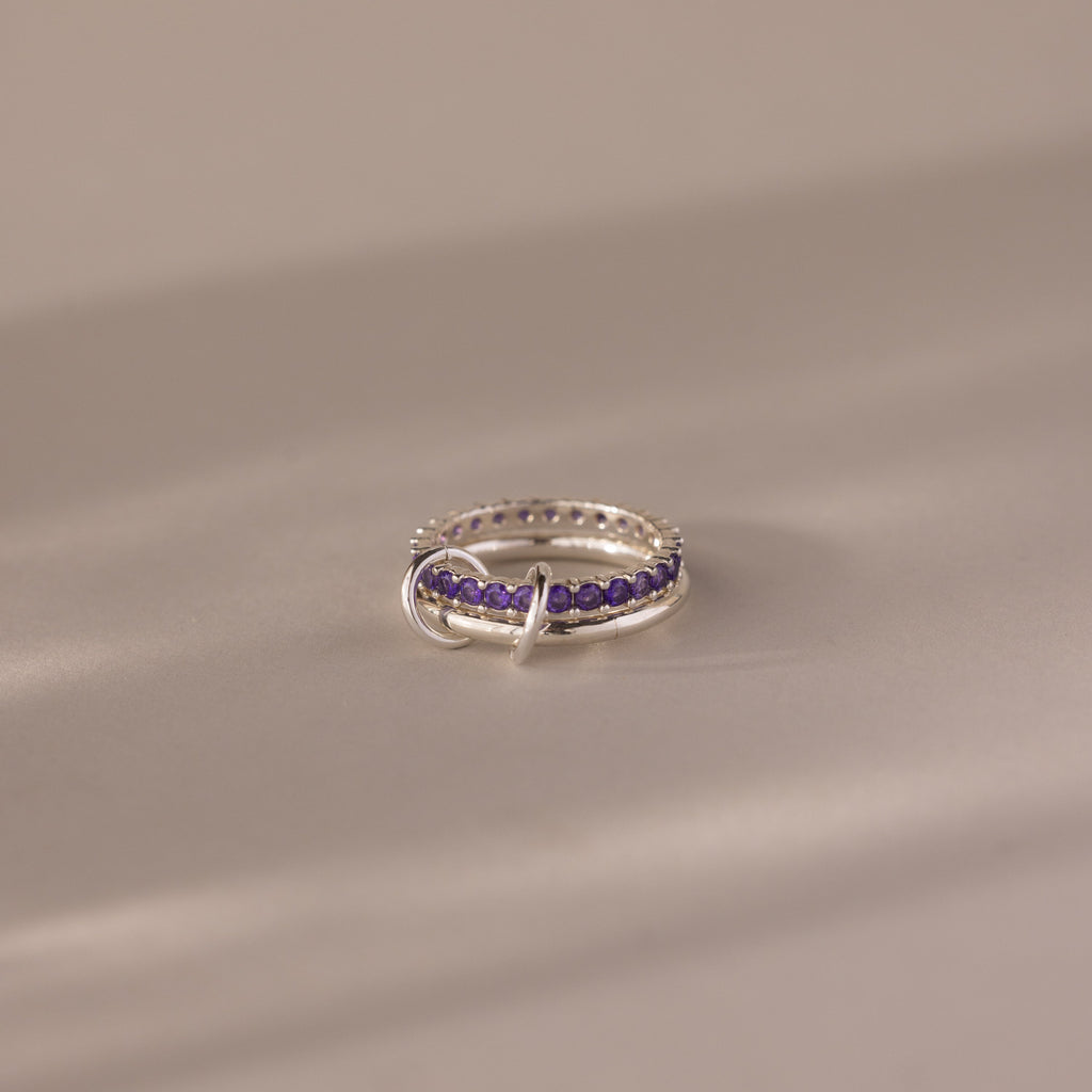 Duo Birthstone Tennis Linked Ring Set