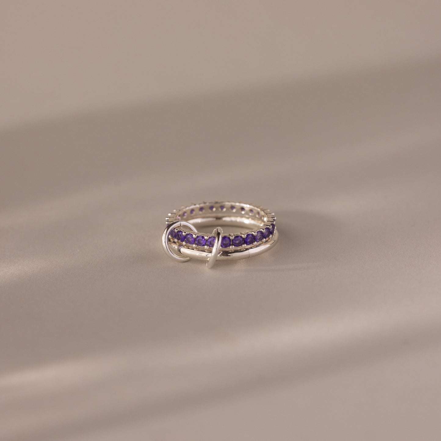 Duo Birthstone Tennis Linked Ring Set