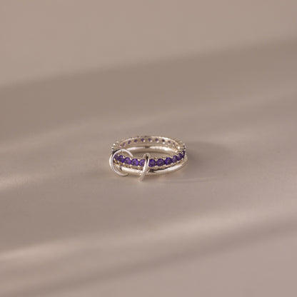 Duo Birthstone Tennis Linked Ring Set