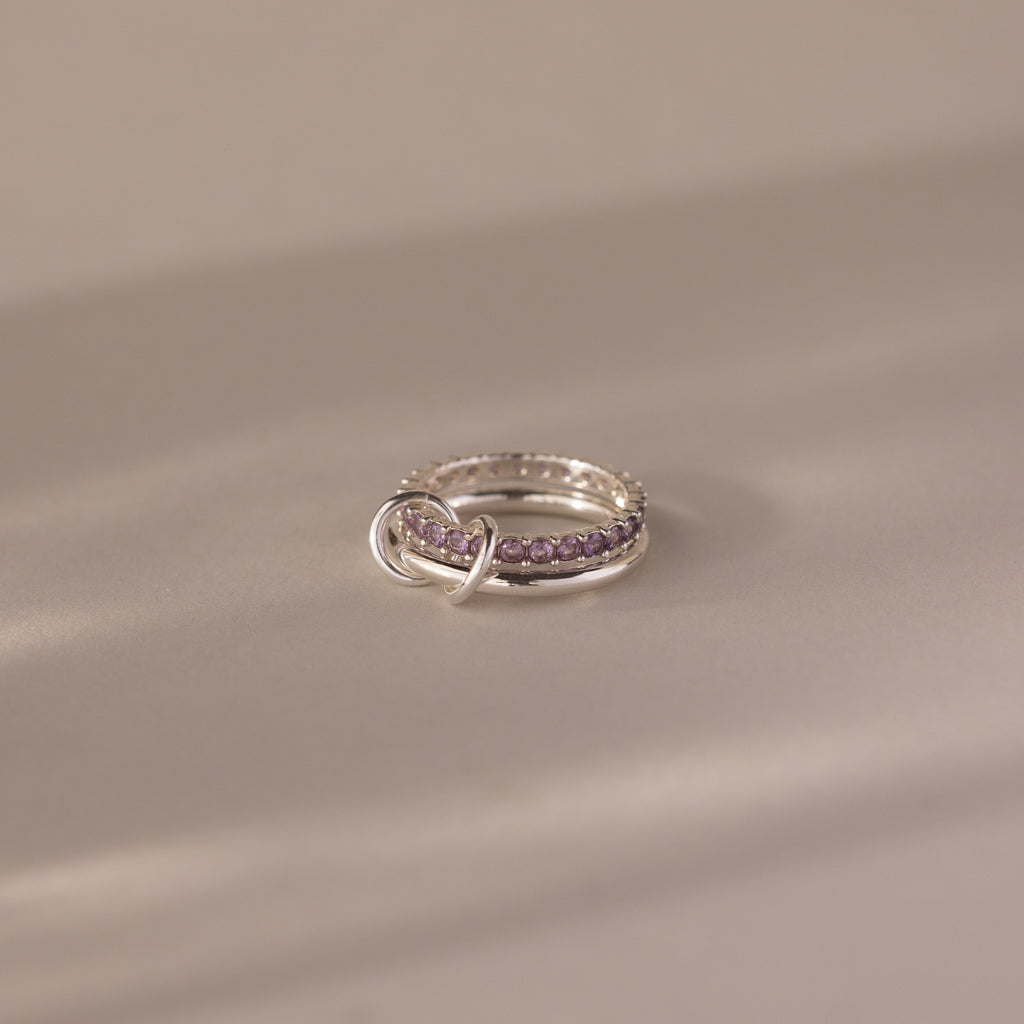 Duo Birthstone Tennis Linked Ring Set