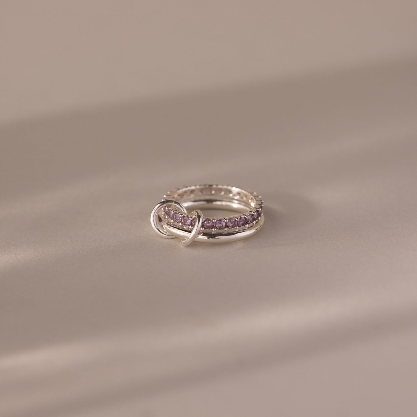 Duo Birthstone Tennis Linked Ring Set