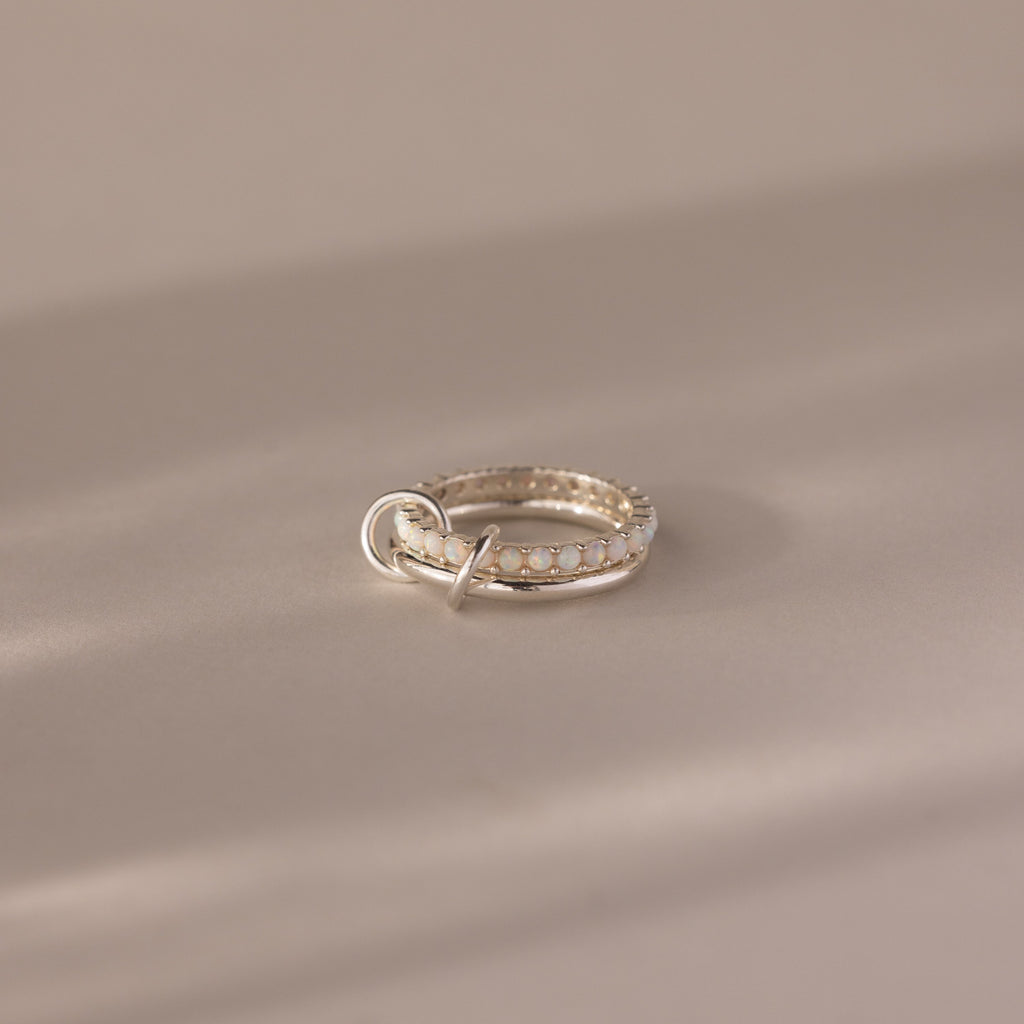 Duo Birthstone Tennis Linked Ring Set
