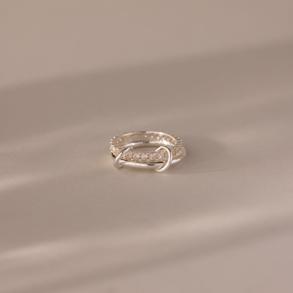 Duo Birthstone Tennis Linked Ring Set