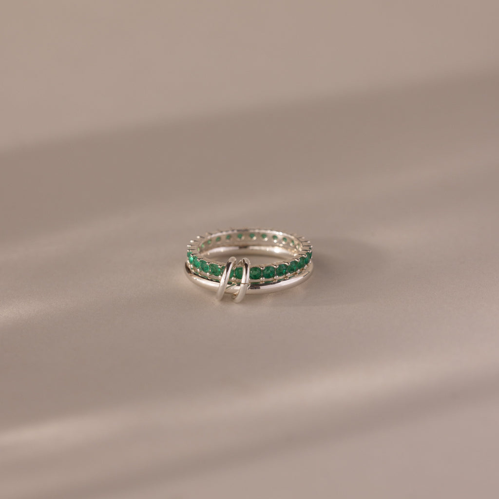 Duo Birthstone Tennis Linked Ring Set