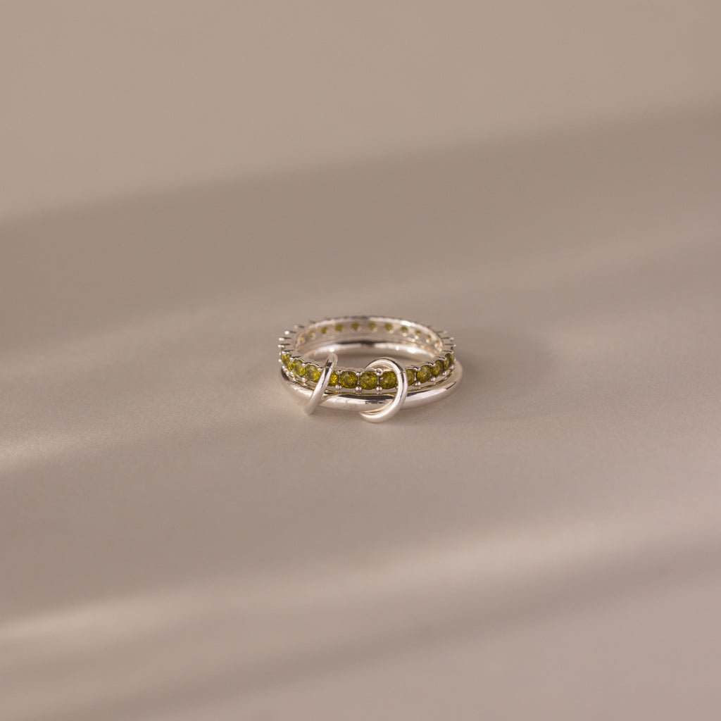 Duo Birthstone Tennis Linked Ring Set