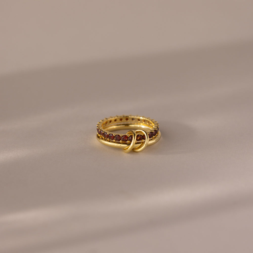 Duo Birthstone Tennis Linked Ring Set