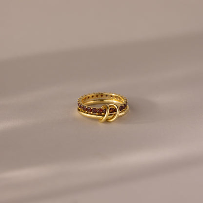 Duo Birthstone Tennis Linked Ring Set