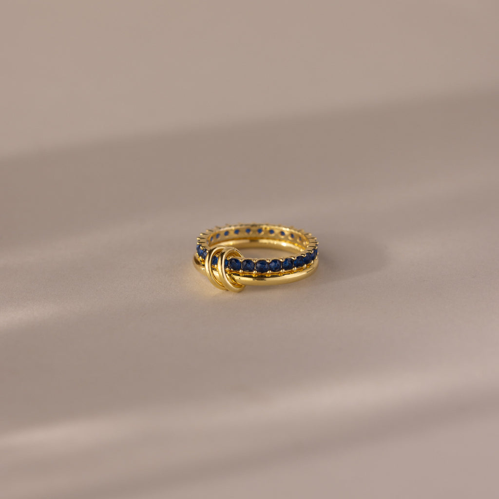 Duo Birthstone Tennis Linked Ring Set