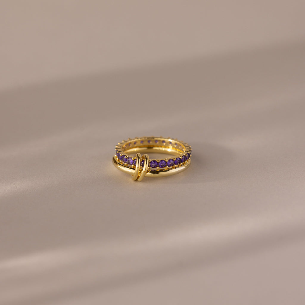Duo Birthstone Tennis Linked Ring Set